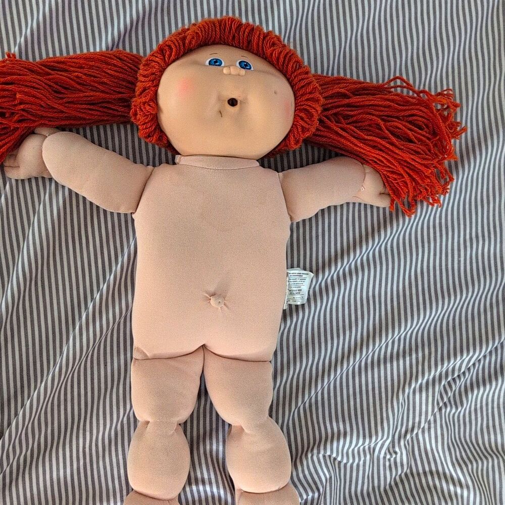 Vintage 1980s Coleco Cabbage Patch Kid Red Yarn Hair Blue Eyes Doll
